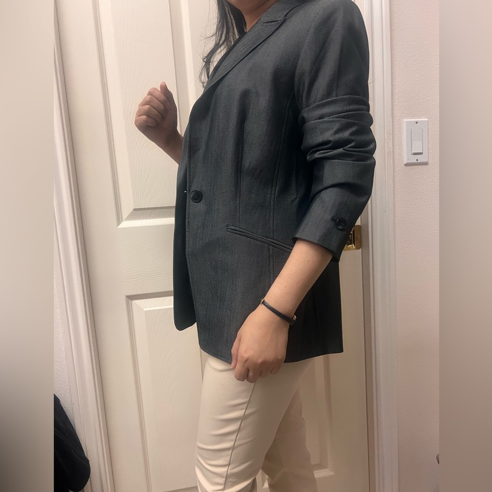 Jones New York collection women Stretch suit jacket blazer 10  metabolic gray